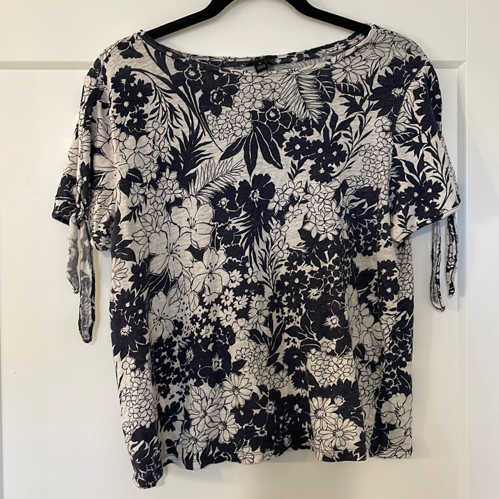 LINEN Ann Taylor Linen floral tee XL